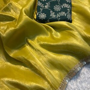 Crush Tissue Silk Fancy Work Lace Saree