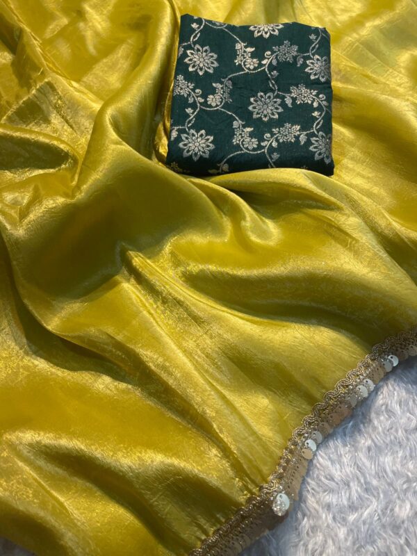 Crush Tissue Silk Fancy Work Lace Saree