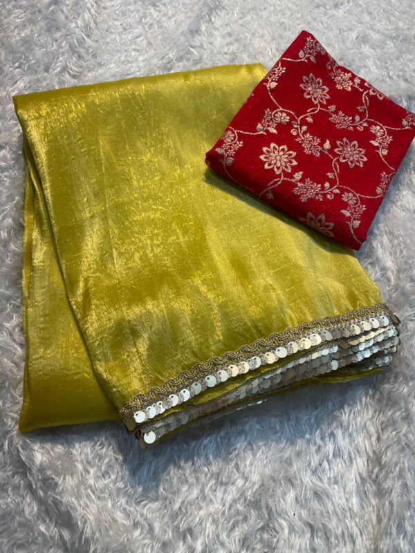 Crush Tissue Silk Fancy Work Lace Saree - Image 2