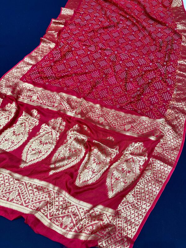 Art Silk Bandhni Saree With Zari Weaving