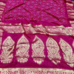 Art Silk Bandhni Saree With Zari Weaving