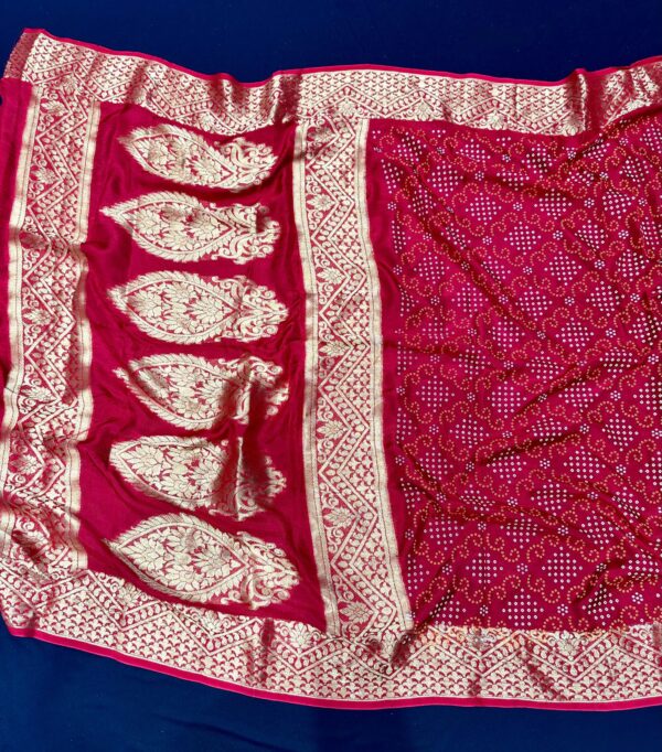 Art Silk Bandhni Saree With Zari Weaving - Image 2