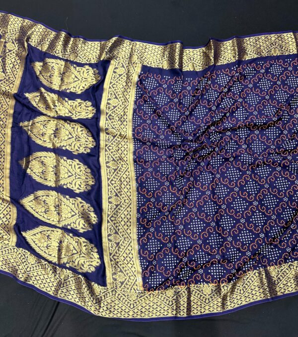 Art Silk Bandhni Saree With Zari Weaving - Image 2