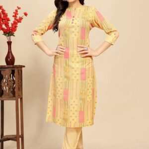 Cotton Floral Block Printed Kurti Pair