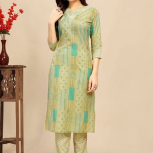 Cotton Floral Block Printed Kurti Pair