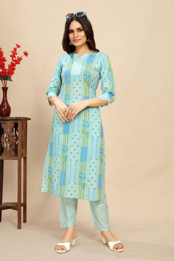 Cotton Floral Block Printed Kurti Pair