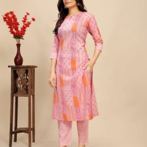 Cotton Floral Block Printed Kurti Pair
