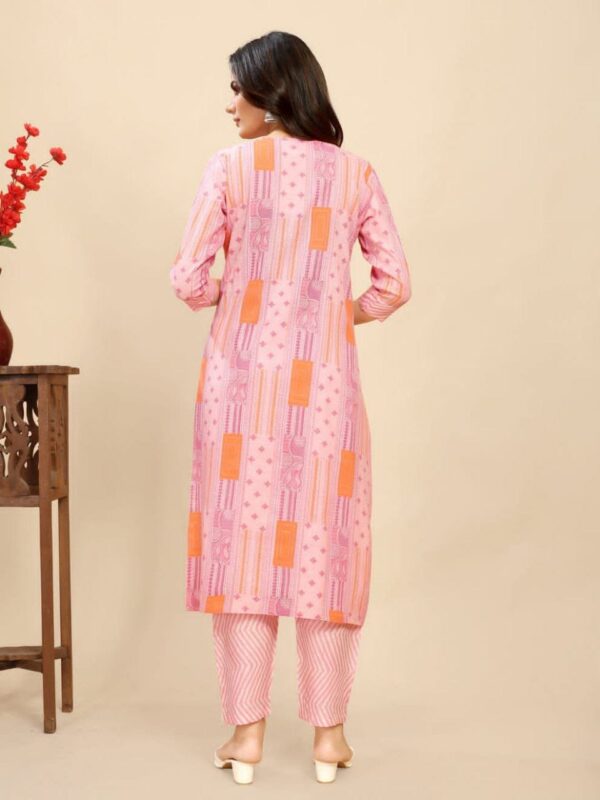 Cotton Floral Block Printed Kurti Pair - Image 6
