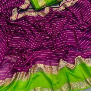 Pure Viscose Georgette Weaving Jacquard Saree