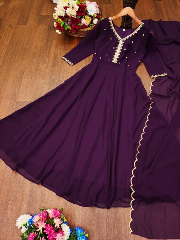 Fox Georgette Gown With Dupatta - Image 3