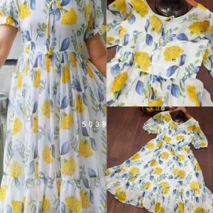 Digital Printed Georgette Fabrics Gown