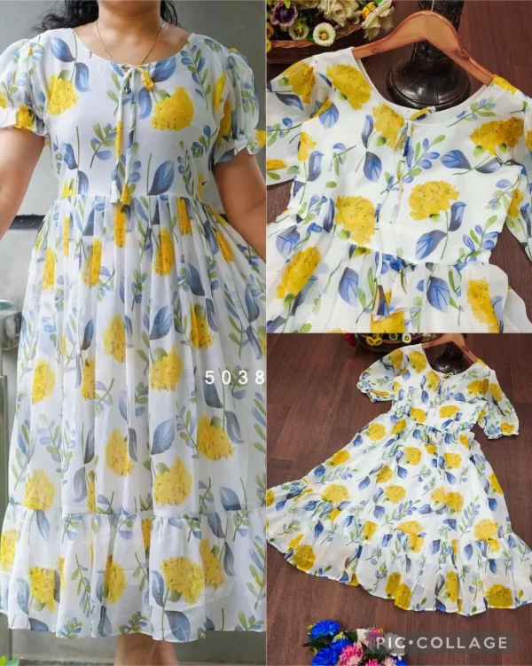 Digital Printed Georgette Fabrics Gown
