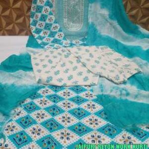 Heavy Jaipuri Reyon Work Kurti