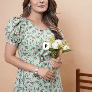 One Piece Printed Kurti With Belt