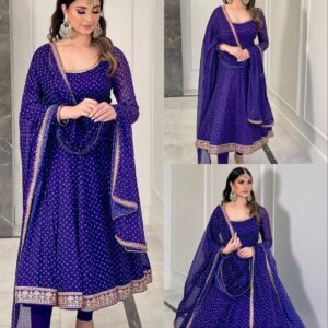 Bandhni Printed Gown With Heavy Embriodry Work
