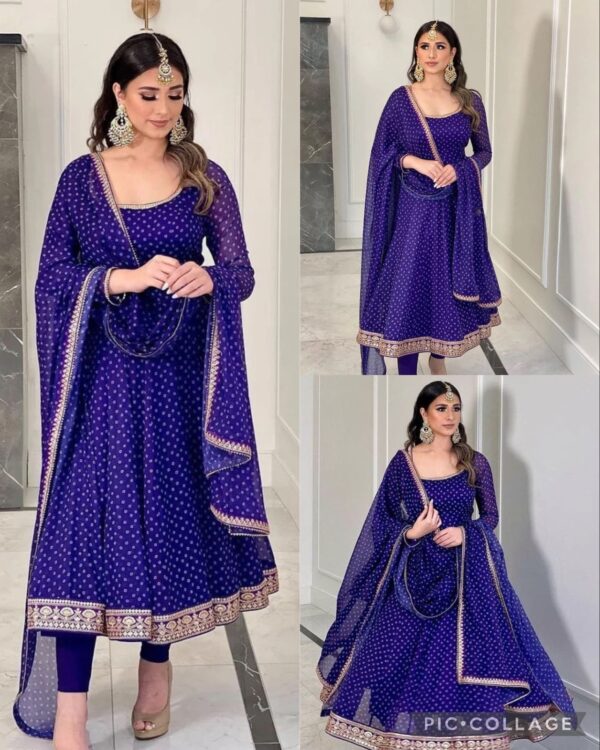 Bandhni Printed Gown With Heavy Embriodry Work