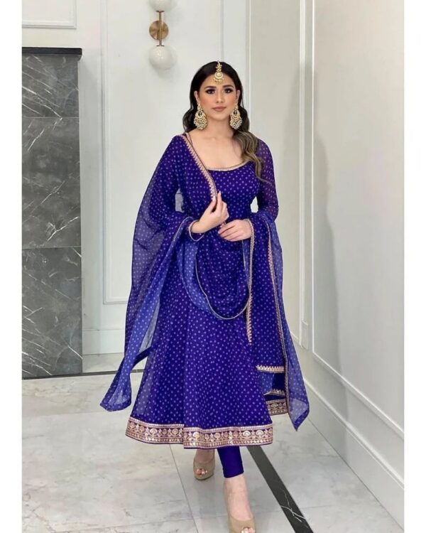 Bandhni Printed Gown With Heavy Embriodry Work - Image 3