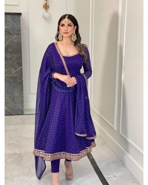 Bandhni Printed Gown With Heavy Embriodry Work - Image 5