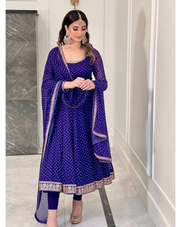 Bandhni Printed Gown With Heavy Embriodry Work - Image 4