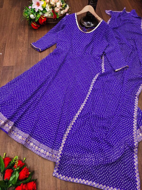 Bandhni Printed Gown With Heavy Embriodry Work - Image 2