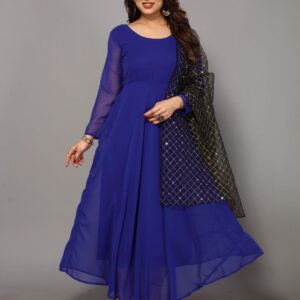 Georgette Gown With Net Dupatta