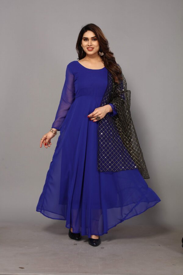 Georgette Gown With Net Dupatta