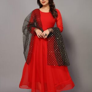 Georgette Gown With Net Dupatta