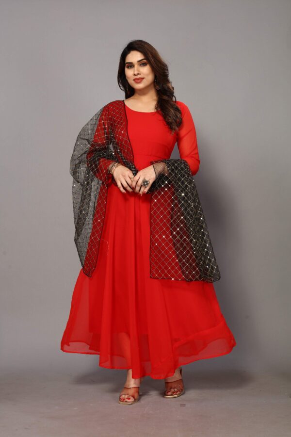 Georgette Gown With Net Dupatta