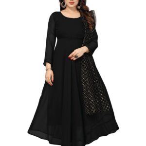 Georgette Gown With Net Dupatta
