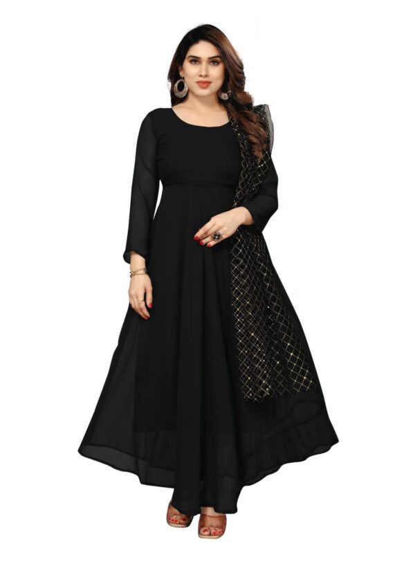 Georgette Gown With Net Dupatta