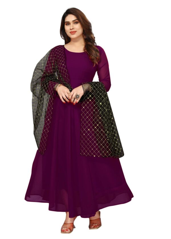 Georgette Gown With Net Dupatta
