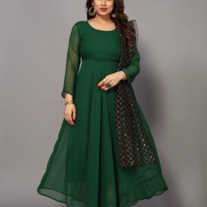 Georgette Gown With Net Dupatta