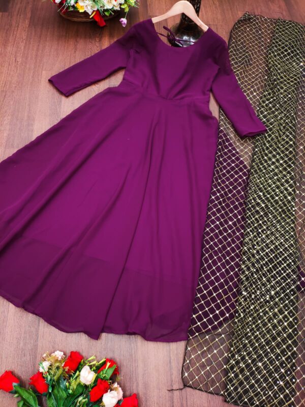 Georgette Gown With Net Dupatta - Image 2
