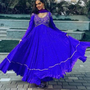 Heavy Georgette Fully Stitched Full Embroidered Gown