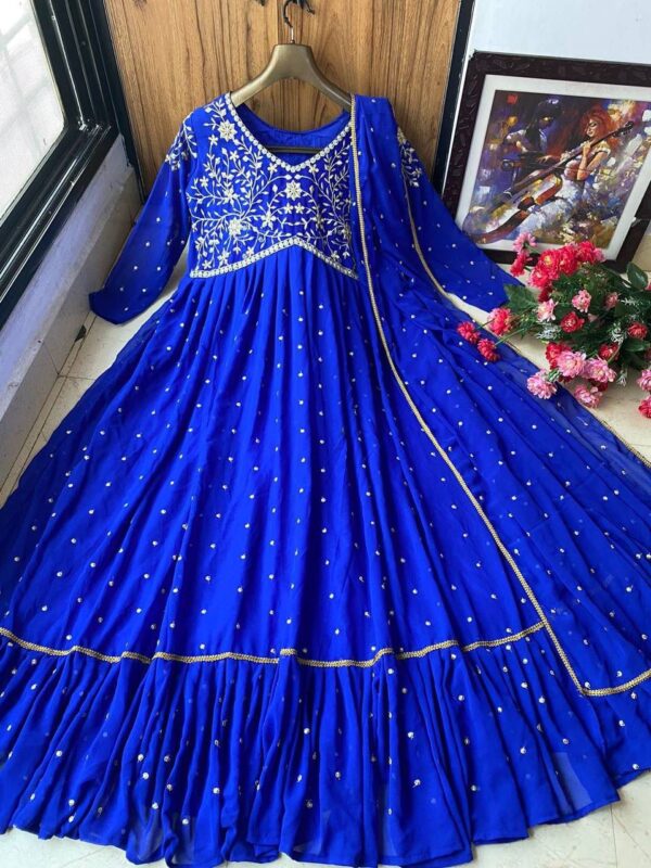 Heavy Georgette Fully Stitched Full Embroidered Gown - Image 2