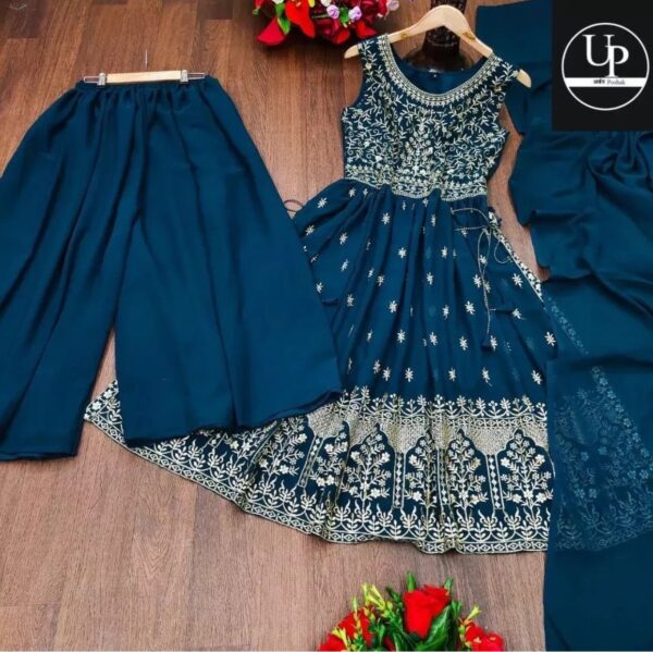 Naira Cut Peturn Gown With Embriodry Work - Image 3