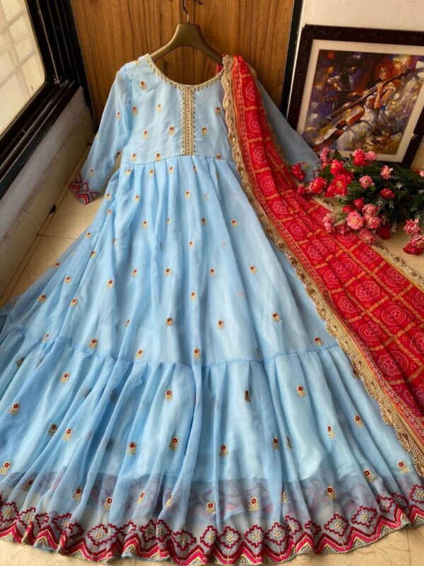 Beautiful Embroidered Georgette Gown - Image 2