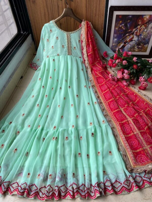 Beautiful Embroidered Georgette Gown - Image 2