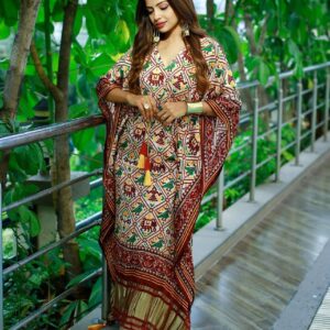 Printed Designer Kaftan with Fancy Latkan And Fumka With Lace work