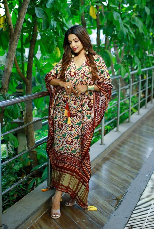 Printed Designer Kaftan with Fancy Latkan And Fumka With Lace work