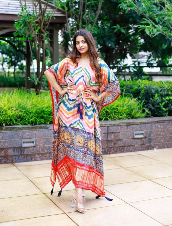 Printed Designer Kaftan with Fancy Latkan And Fumka With Lace work