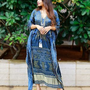 Printed Designer Kaftan with Fancy Latkan And Fumka With Lace work