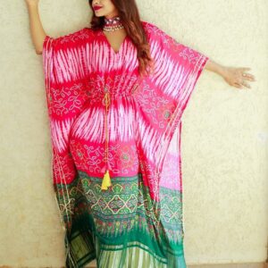 Printed Designer Kaftan with Fancy Latkan And Fumka With Lace work