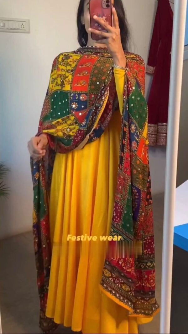 Gown Pent Dupatta Set