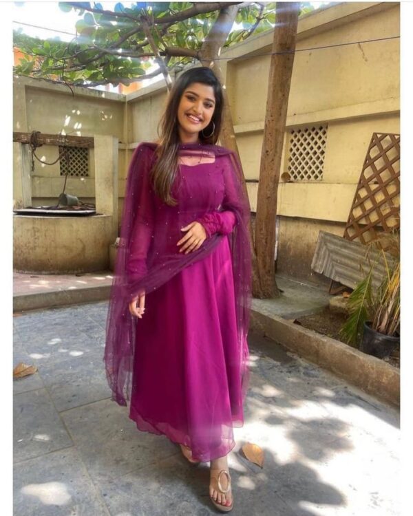Georgette Gown with Net Dupatta
