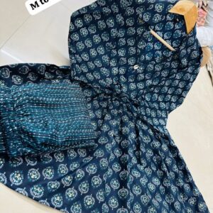 Beautiful printed slub cotton cord set