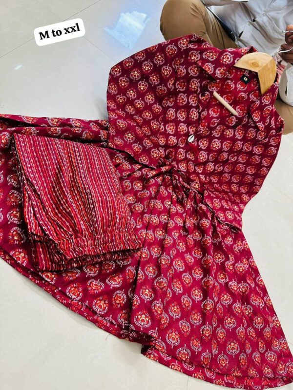 Beautiful printed slub cotton cord set