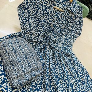 Beautiful printed slub cotton cord set