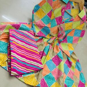 Beautiful printed slub cotton cord set