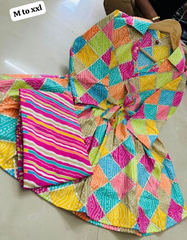 Beautiful printed slub cotton cord set